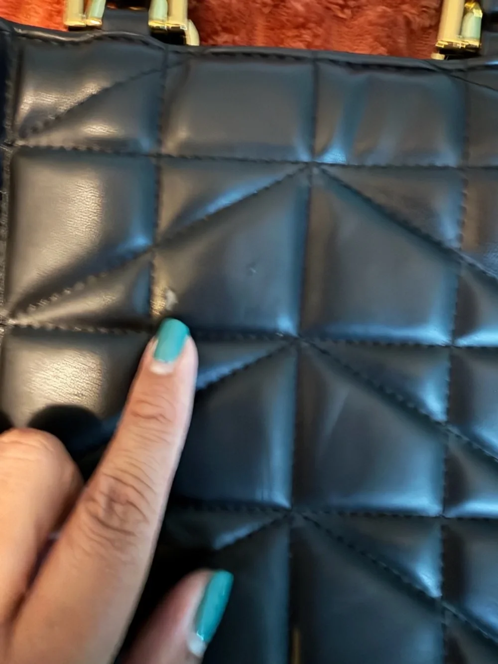 Zara Black Quilted Shoulder Tote with Gold Bead Detail